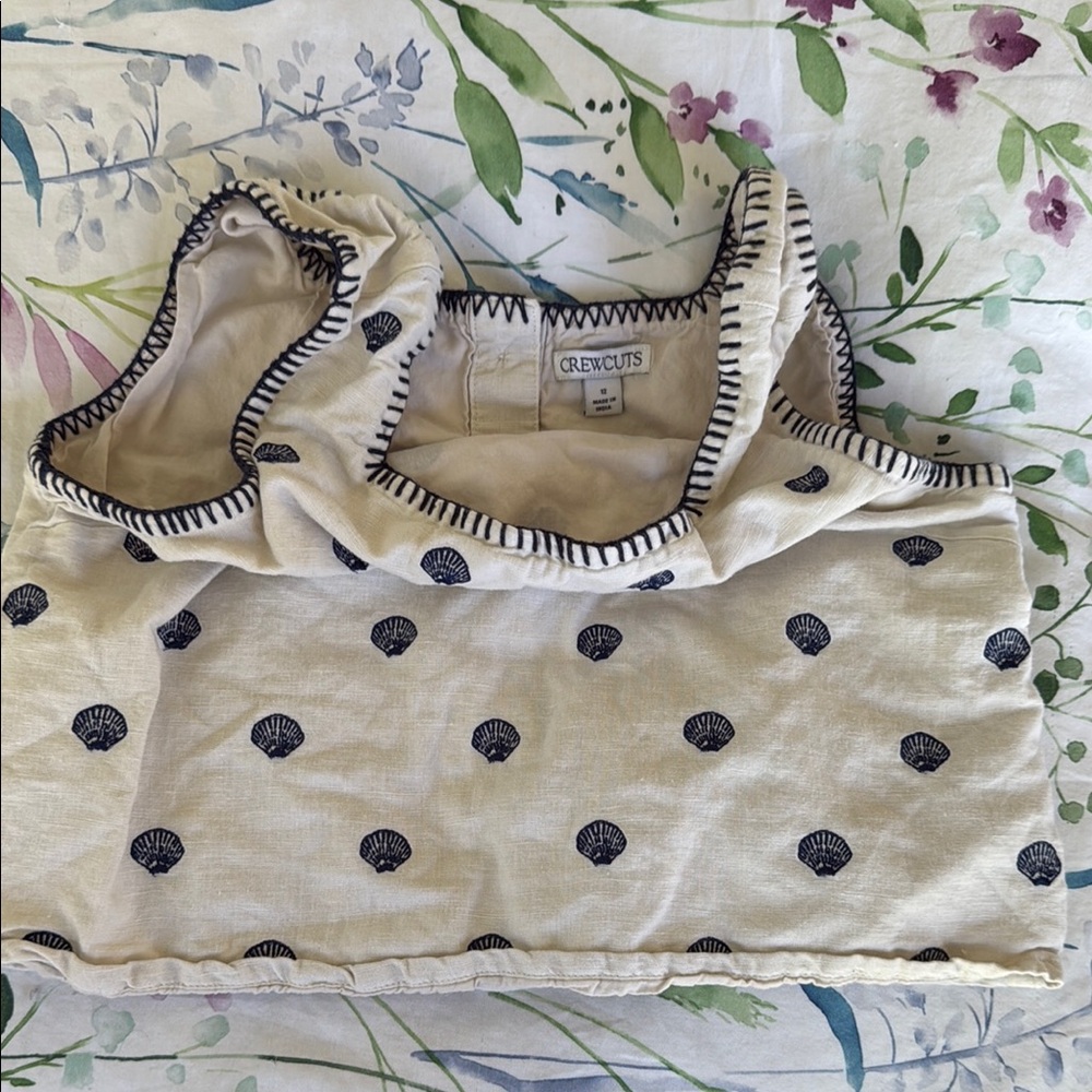 Crewcuts Ivory and Navy Shell Print Top